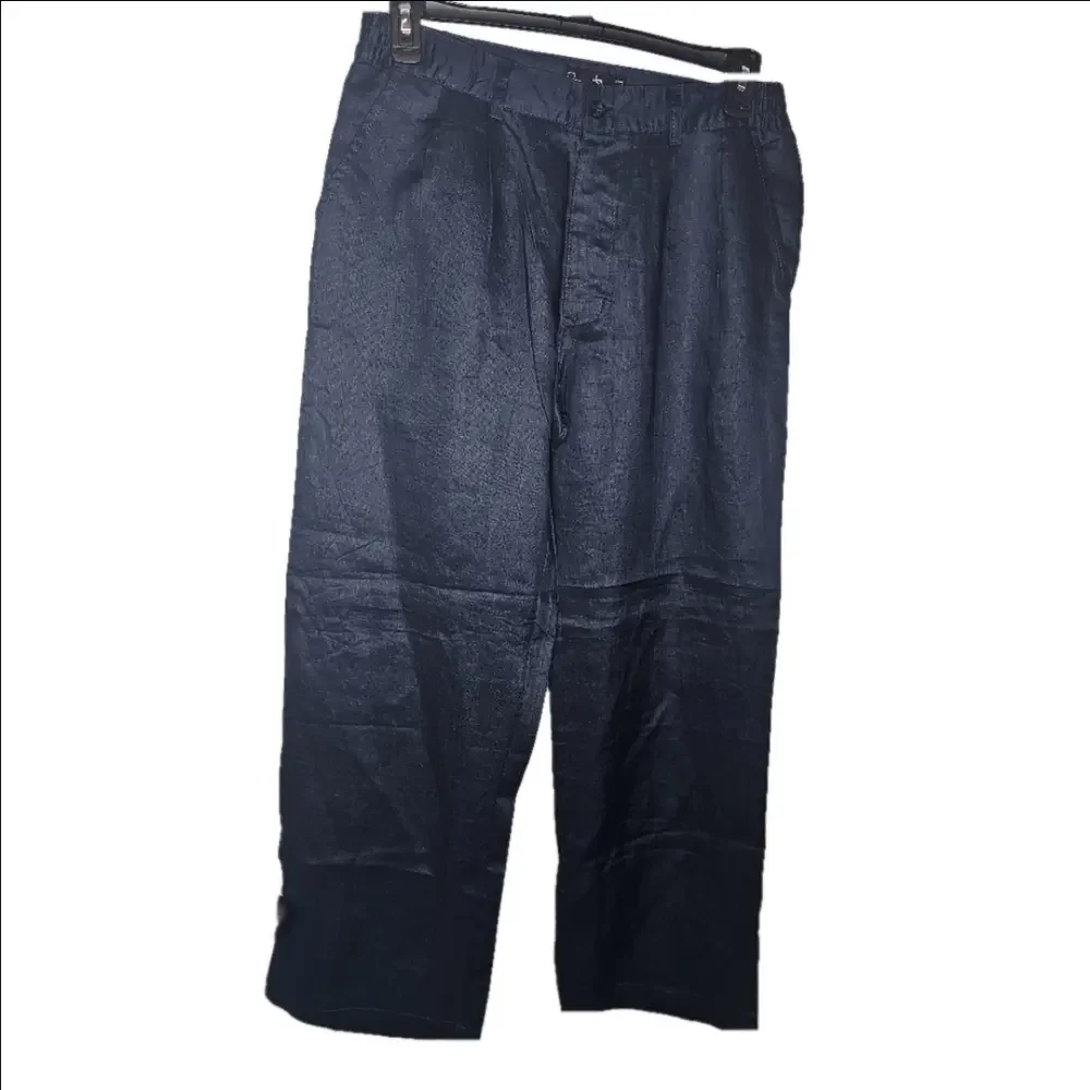 GodBody Collection , Men's Blue 100% Linen Dress Pants, Size 34x32